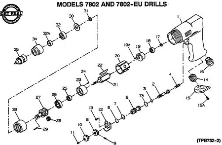 Part Location Diagram of 7802-99 Ingersoll Rand Chuck 3/8